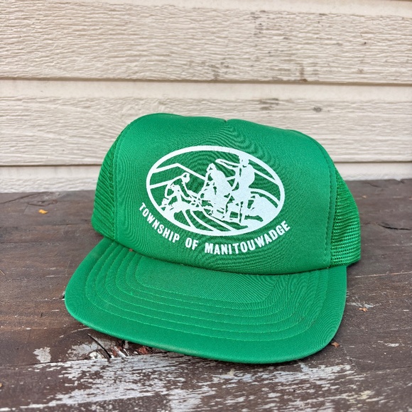 Vintage TOWNSHIP of MANITOUWADGE snowmobile hat trucker snapback - Picture 1 of 5